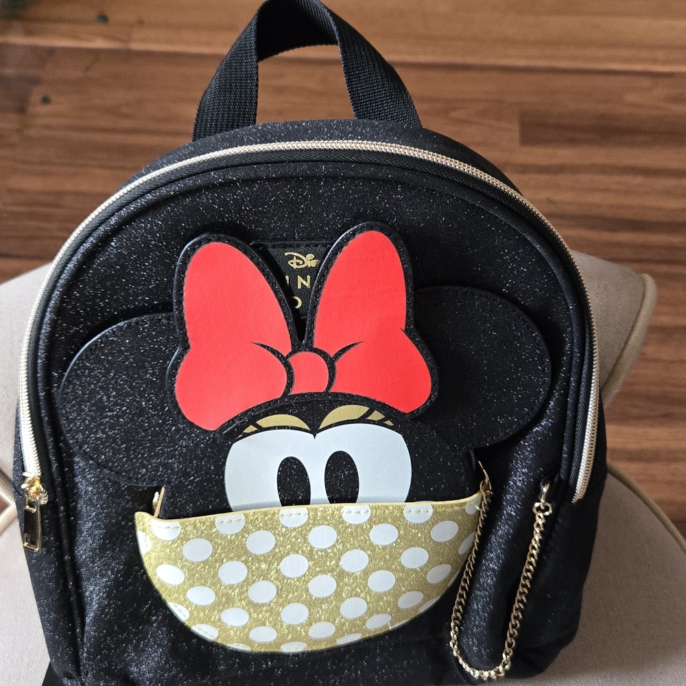 Disney Minnie Mouse Kids Backpack - Black, Red, and Gold